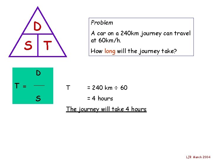 D Problem A car on a 240 km journey can travel at 60 km/h.