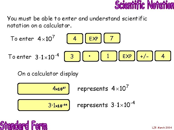 You must be able to enter and understand scientific notation on a calculator. 4