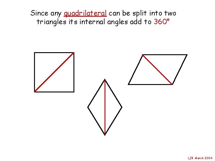Since any quadrilateral can be split into two triangles its internal angles add to