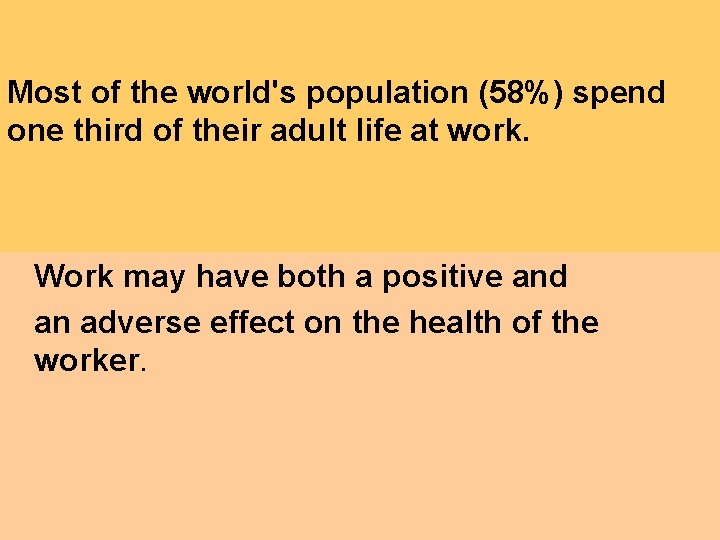 Most of the world's population (58%) spend one third of their adult life at