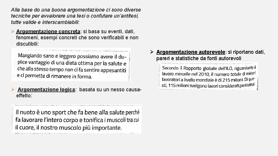 Alla base do una buona argomentazione ci sono diverse tecniche per avvalorare una tesi