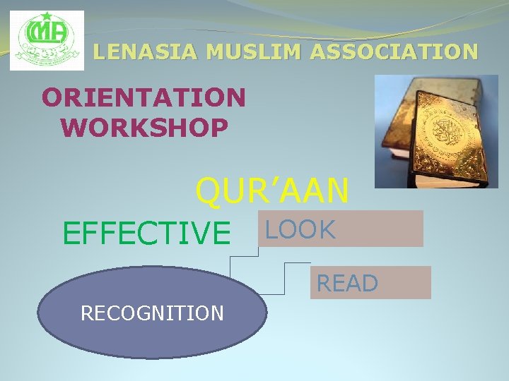 LENASIA MUSLIM ASSOCIATION ORIENTATION WORKSHOP QUR’AAN EFFECTIVE LOOK READ RECOGNITION 