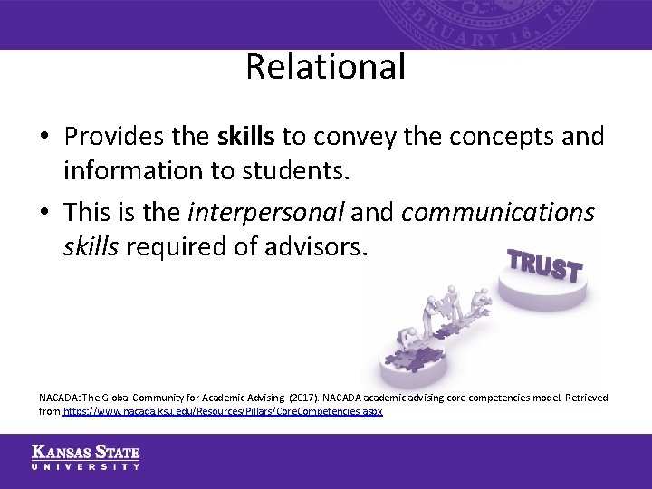 Relational • Provides the skills to convey the concepts and information to students. • Relational • Provides the skills to convey the concepts and information to students. •