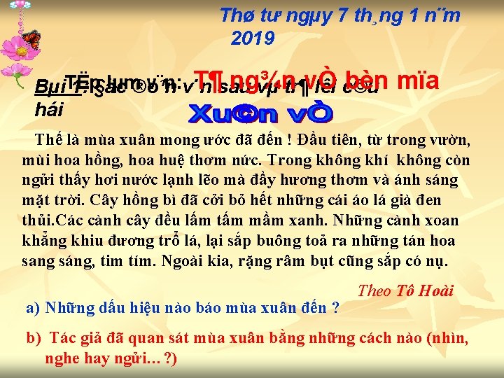 Thø tư ngµy 7 th¸ng 1 n¨m 2019 lµm®o¹n v¨n: v¨n T¶sau ng¾n bèn