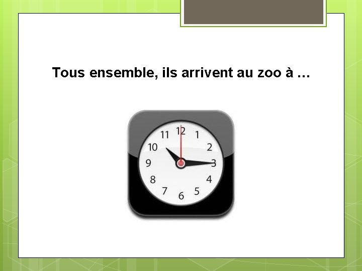 Tous ensemble, ils arrivent au zoo à … 