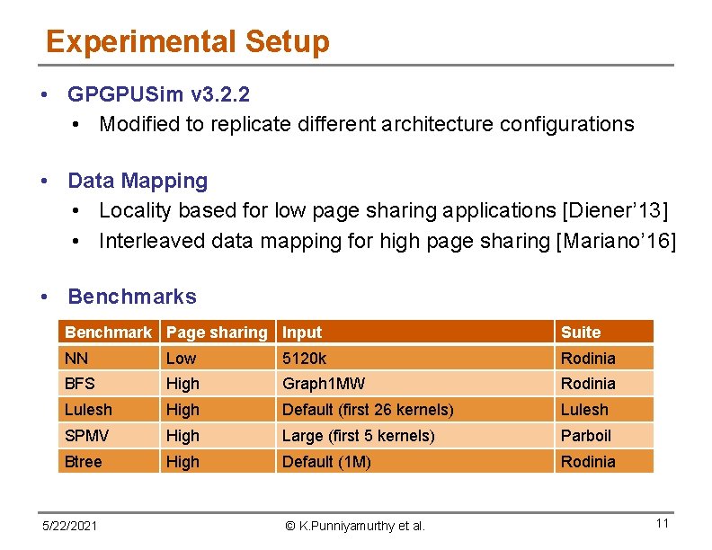 Experimental Setup • GPGPUSim v 3. 2. 2 • Modified to replicate different architecture