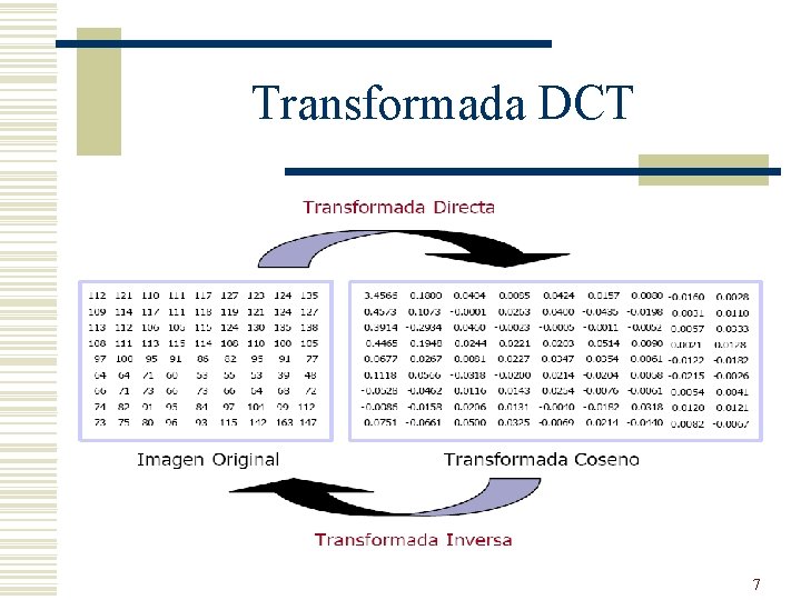 Transformada DCT 7 Transformada DCT 7