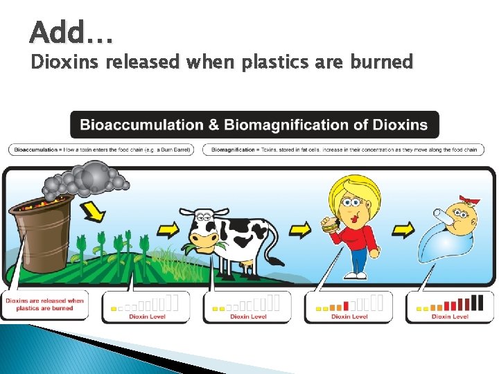 Add… Dioxins released when plastics are burned 