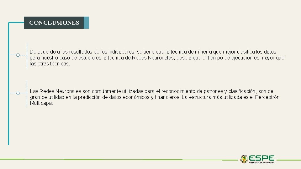 CONCLUSIONES De acuerdo a los resultados de los indicadores, se tiene que la técnica