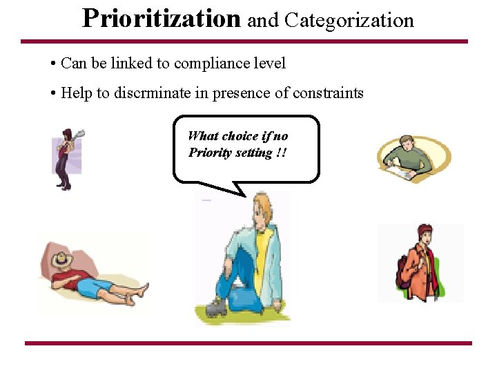 Prioritization and Categorization • Can be linked to compliance level • Help to discrminate