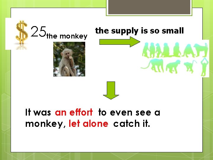 25 the monkey the supply is so small It was an effort to even 25 the monkey the supply is so small It was an effort to even