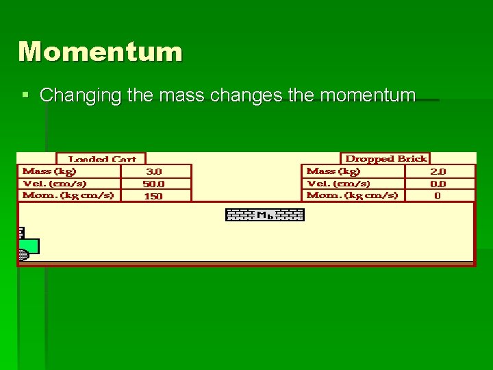Momentum § Changing the mass changes the momentum 