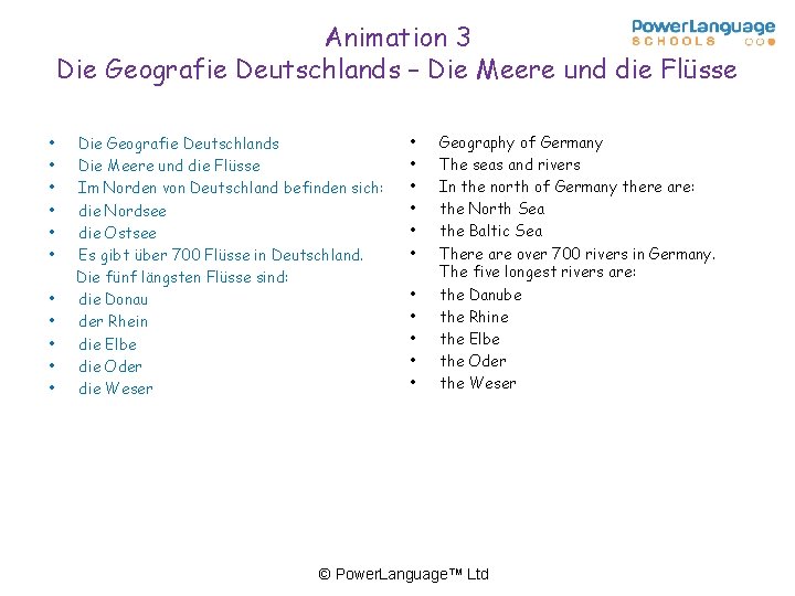 Animation 3 Die Geografie Deutschlands – Die Meere und die Flüsse • • •