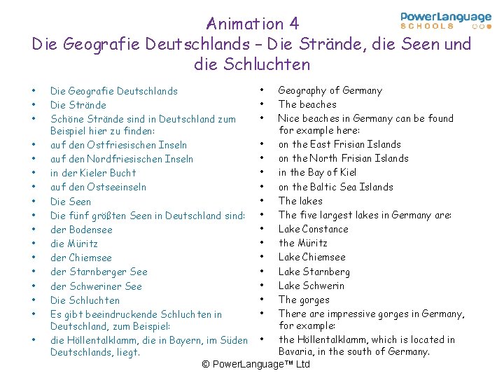 Animation 4 Die Geografie Deutschlands – Die Strände, die Seen und die Schluchten •