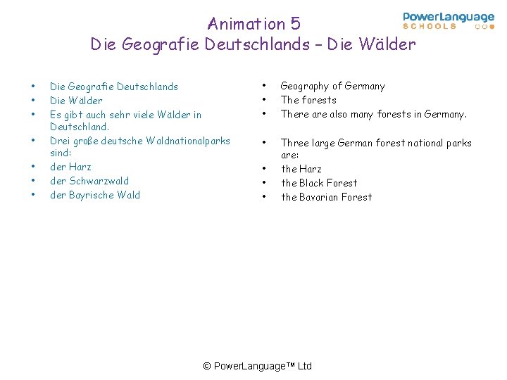 Animation 5 Die Geografie Deutschlands – Die Wälder • • Die Geografie Deutschlands Die