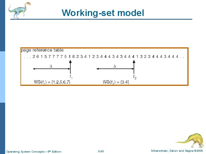 Working-set model Operating System Concepts – 8 th Edition 9. 49 Silberschatz, Galvin and