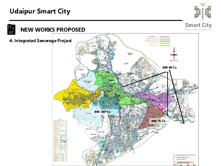 Udaipur Smart City NEW WORKS PROPOSED 4. Integrated Sewerage Project INR 80 Cr. INR