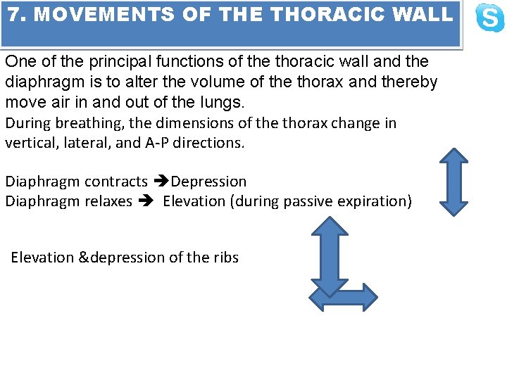7. MOVEMENTS OF THE THORACIC WALL One of the principal functions of the thoracic