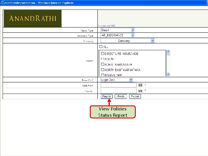 View Policies Status Report View Policies Status Report