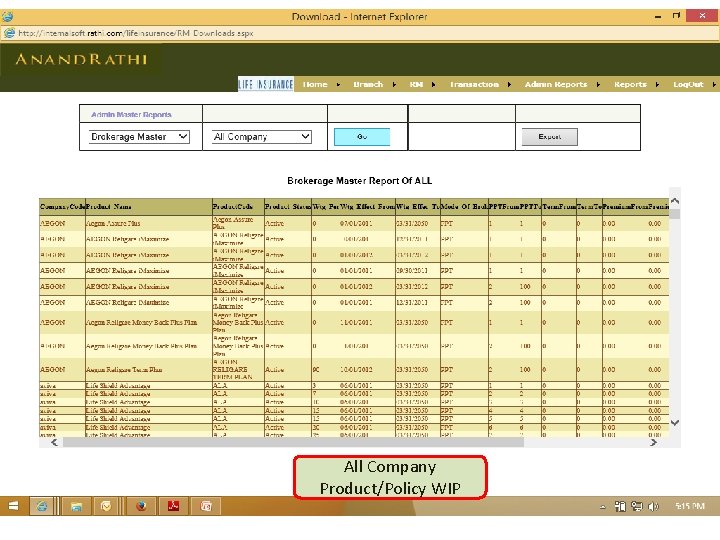 All Company Product/Policy WIP All Company Product/Policy WIP