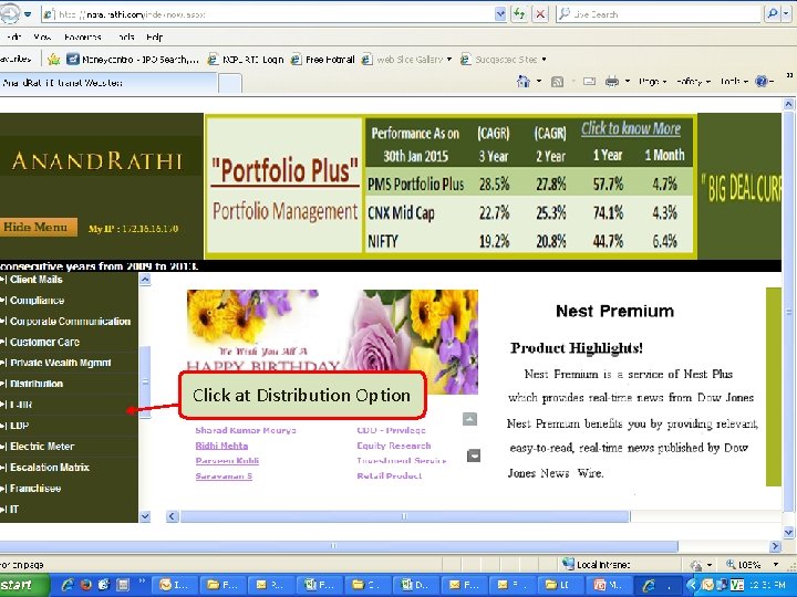 Click at Distribution Option Click at Distribution Option