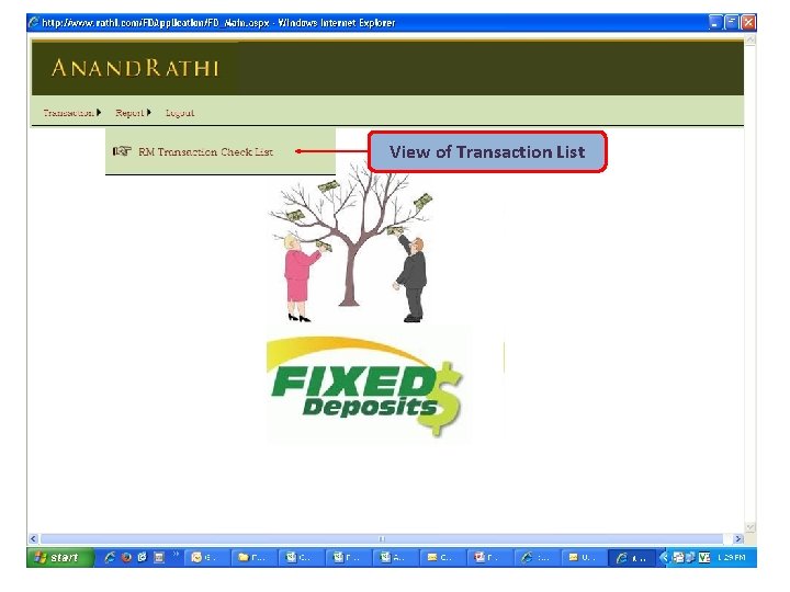 View of Transaction List View of Transaction List