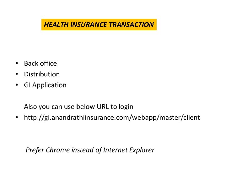 HEALTH INSURANCE TRANSACTION HEALTH INSURANCE TRANSACTION