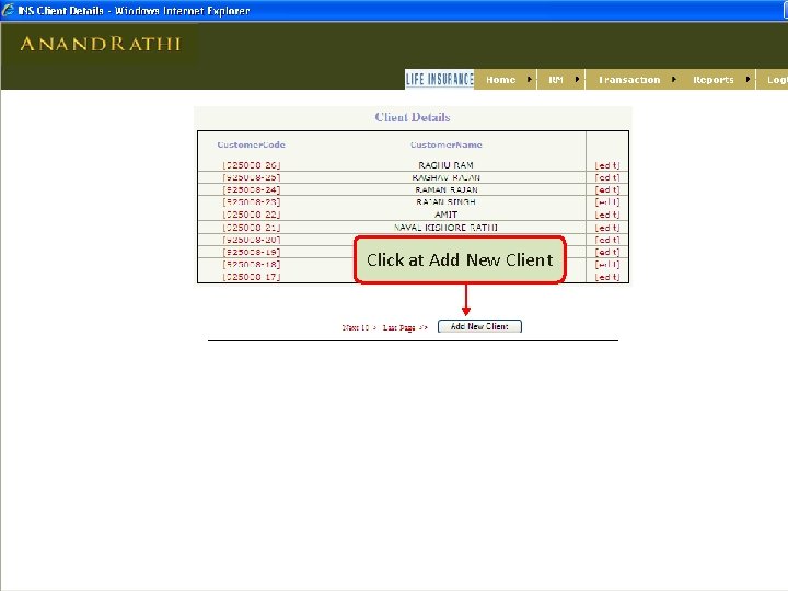 Click at Add New Client Click at Add New Client