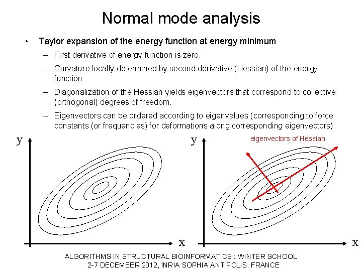 Normal mode analysis • Taylor expansion of the energy function at energy minimum –