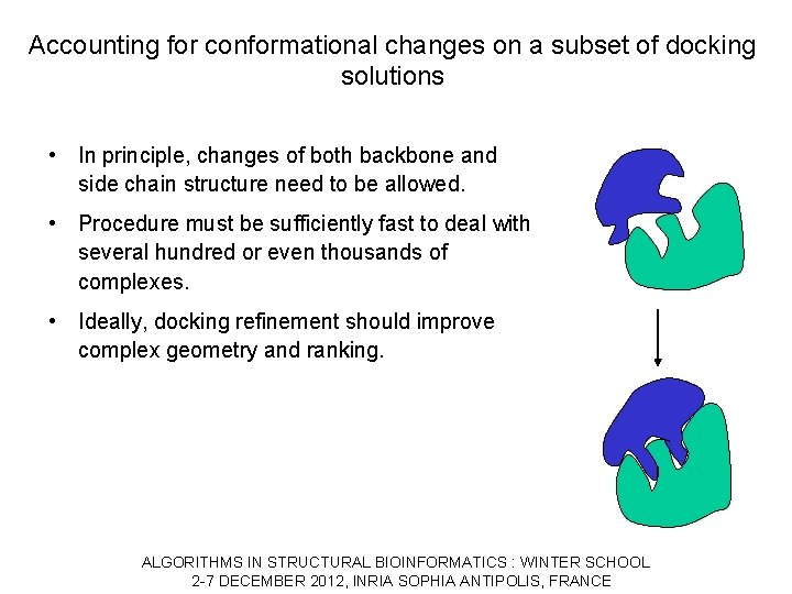 Accounting for conformational changes on a subset of docking solutions • In principle, changes