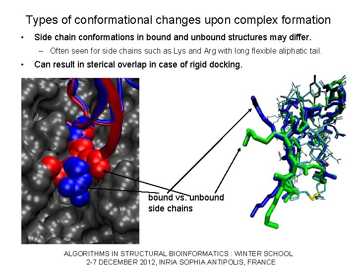 Types of conformational changes upon complex formation • Side chain conformations in bound and