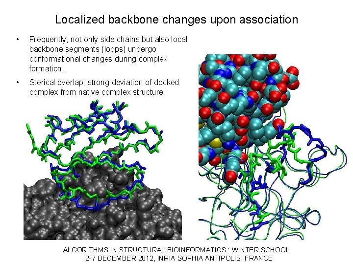 Localized backbone changes upon association • Frequently, not only side chains but also local