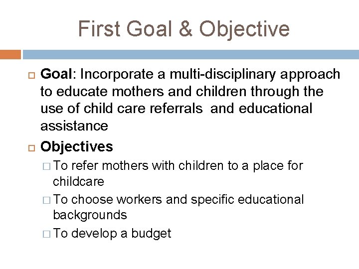 MOTHERS FOR EDUCATION ASSISTANCE Audra Brooks Melissa Bisel