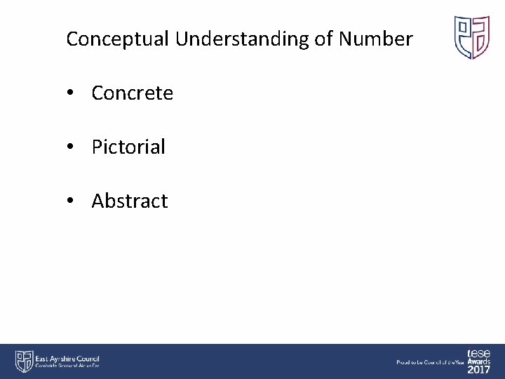 Conceptual Understanding of Number • Concrete • Pictorial • Abstract 