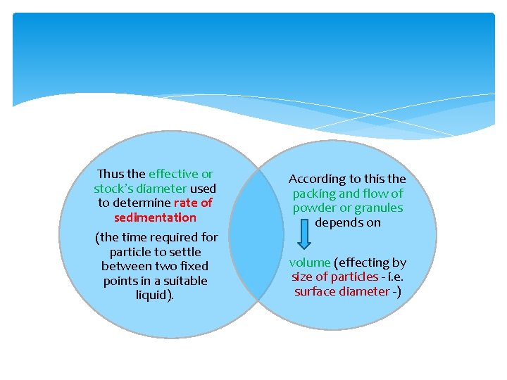 Thus the effective or stock’s diameter used to determine rate of sedimentation (the time