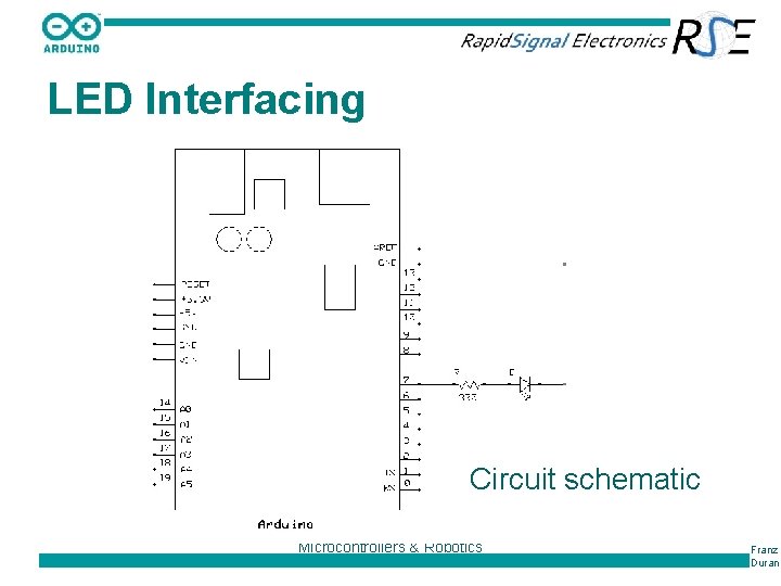 LED Interfacing Circuit schematic Microcontrollers & Robotics Franz Duran 