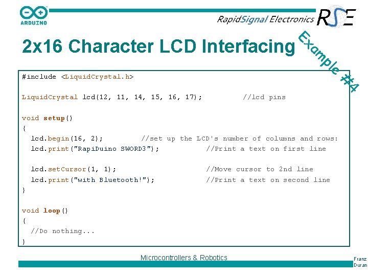 Ex 2 x 16 Character LCD Interfacing e pl am Liquid. Crystal lcd(12, 11,