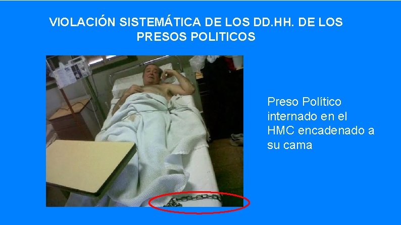 VIOLACIÓN SISTEMÁTICA DE LOS DD. HH. DE LOS PRESOS POLITICOS Preso Político internado en