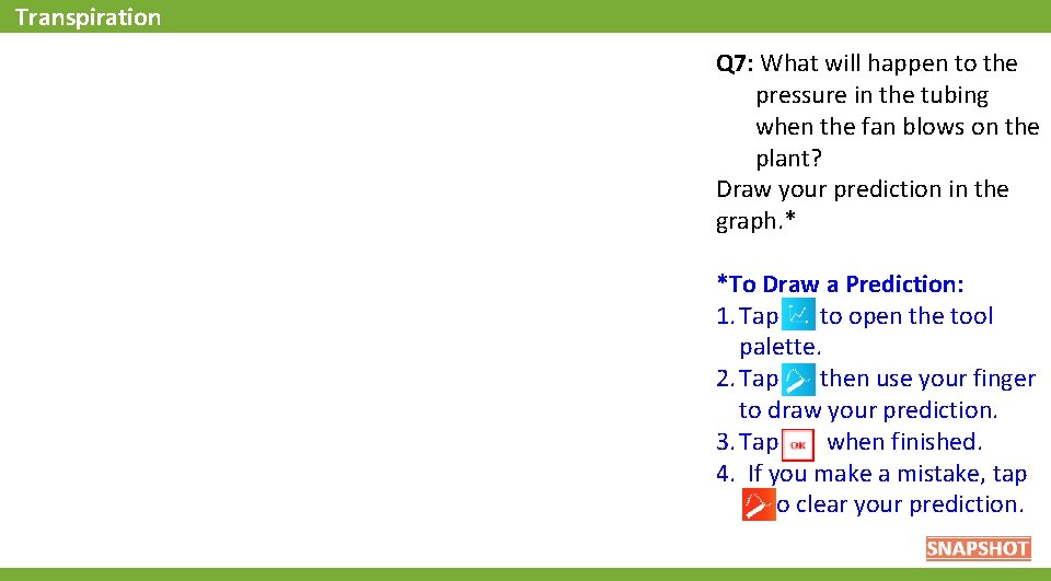 Transpiration Q 7: What will happen to the pressure in the tubing when the