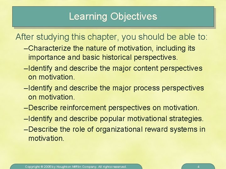 Learning Objectives After studying this chapter, you should be able to: – Characterize the