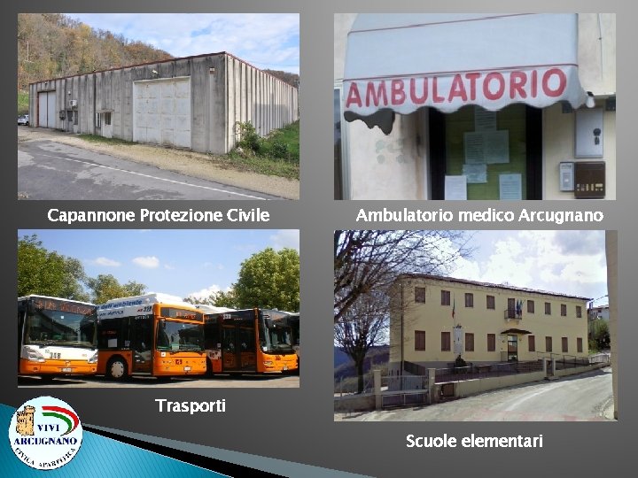 Capannone Protezione Civile Ambulatorio medico Arcugnano Trasporti Scuole elementari 