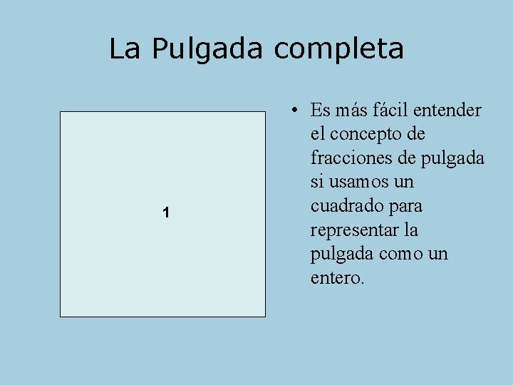 La Pulgada completa 1 • Es más fácil entender el concepto de fracciones de