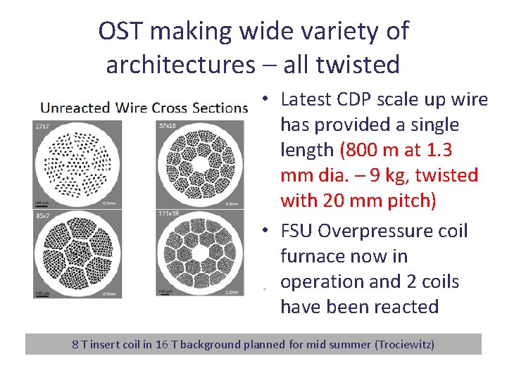 OST making wide variety of architectures – all twisted • Latest CDP scale up