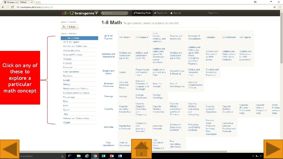 Click on any of these to explore a particular math concept 