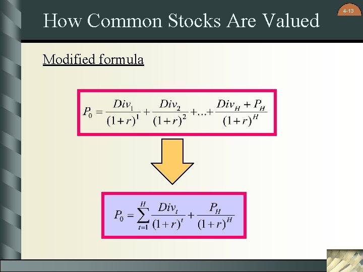 How Common Stocks Are Valued Modified formula 4 -13 