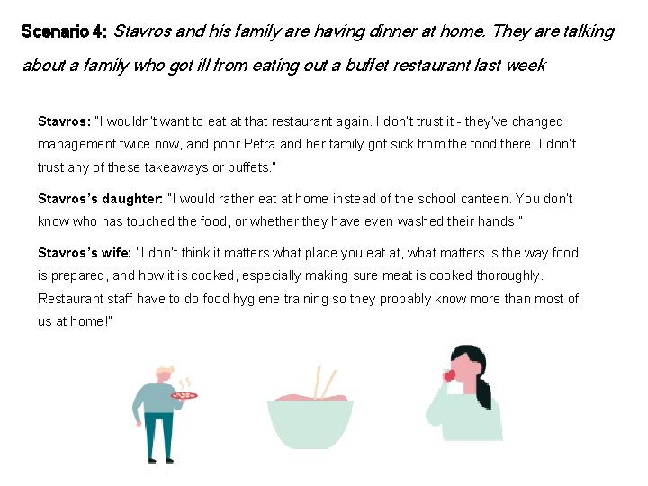 Scenario 4: Stavros and his family are having dinner at home. They are talking