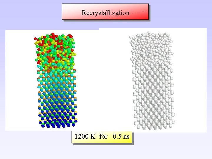 Recrystallization 1200 K for 0. 5 ns 