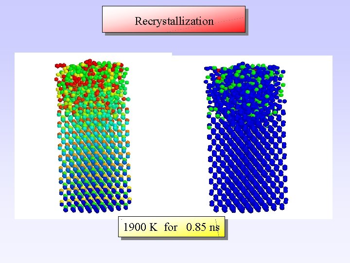 Recrystallization 1900 K for 0. 85 ns 