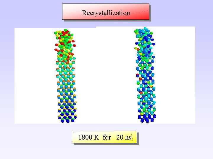 Recrystallization 1800 K for 20 ns 
