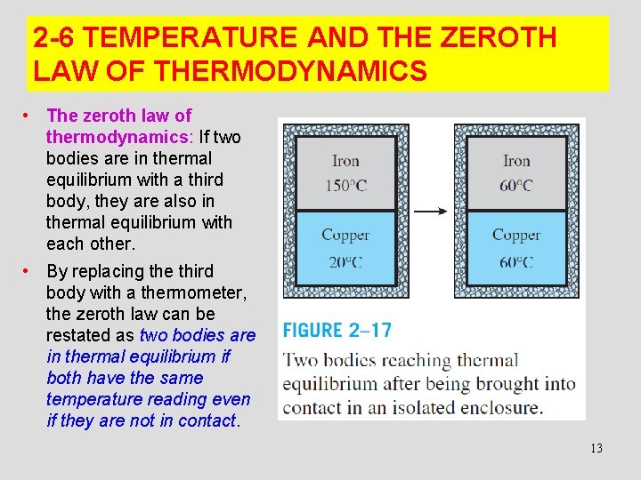 2 -6 TEMPERATURE AND THE ZEROTH LAW OF THERMODYNAMICS • The zeroth law of